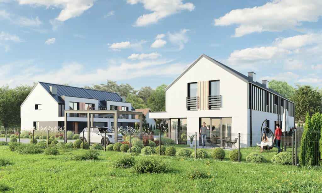 Wizualizacja osiedla domów bliźniaczych pod Nowym Sączem - Nawojowa Park - Uryga Invest